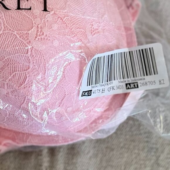 Victoria's Secret Woman's Pink Sexy Tee Push-Up Front Close Lace Bra Sz 34DDD - Picture 8 of 10